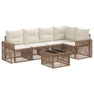 vidaXL Conjunto De Sof&aacute;s De Jard&iacute;n 6 Pcs Beige Y Blanco Crema Vidaxl
