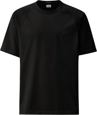 C.P. Company Zwart Logo T-shirt met Gemerceriseerd Katoen - Heren - T-shirts - Zwart - XL - Katoen - Tops