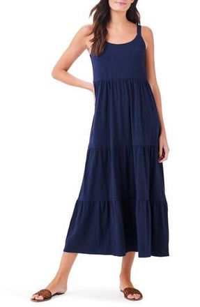 Nic+Zoe Tiered Cotton Blend Midi Sundress in Dark Indigo at Nordstrom Rack, Size Xx-Large