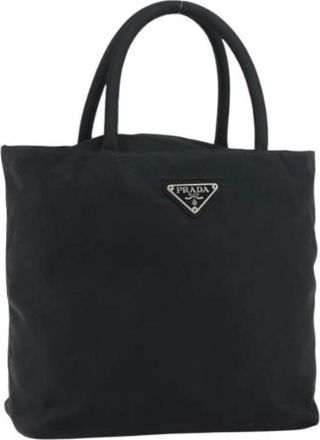 Prada Pre-owned Tote Bags, female, Black, Size: ONE SIZE Pre-owned Nylon Tote Bag