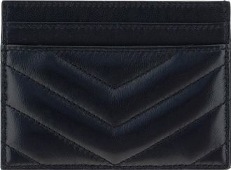 Saint Laurent Womens Lambskin Card Holder Nero Lamb Ovis Aries Wallet