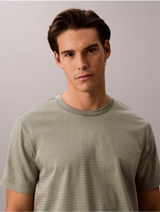 Calvin Klein Mens Textured Stripe Classic T-Shirt - Green - 2XL