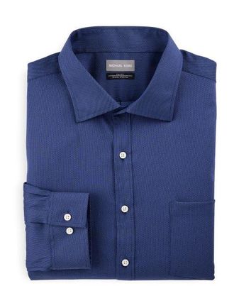 Michael Kors Big & Tall Micro Patterned Performance Dress Shirt in Navy at Nordstrom, Size 19.5 - 34
