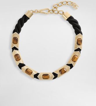 Dolce & Gabbana Rope Necklace With Tigers Eye Stone - Man Bijoux Multi-colored Metal Onesize