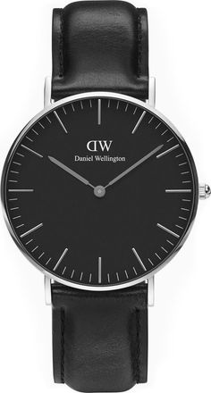 Daniel Wellington Classic Sheffield Leather Strap Watch, 36mm in Black/Silver at Nordstrom