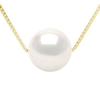 Ateliers Saint Germain Womens Necklace Real Cultured Freshwater Pearl Round 9-10 mm - White Gold - One Size