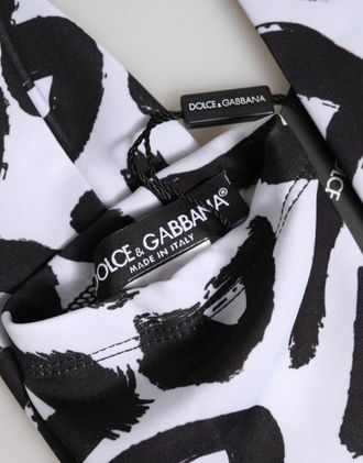 Dolce & Gabbana Black White DG Logo Elbow Length Mitten Womens Gloves