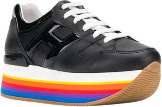 Hogan Womens Micro Rainbow Platform Sneakers In Black Multi