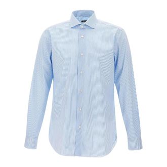 Barba Cotton Blend Shirt - Heren - Casual Overhemden - Blauw - 5XL - Katoen - Overhemden