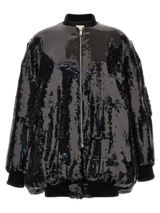 Alexandre Vauthier All-Over Sequined Bomber Jacket - Black