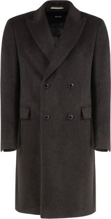 HUGO BOSS H-Hyde DB Peak Coat - Heren - Mantels - Bruin - Maat: M Wol