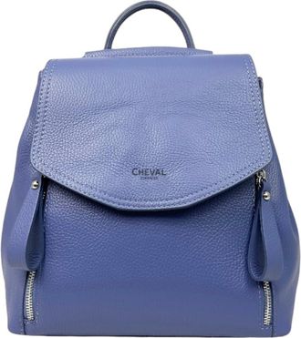 Cheval Firenze Linda Backpack, Genuine Leather Made in Italy, Periwinkle Blue, M