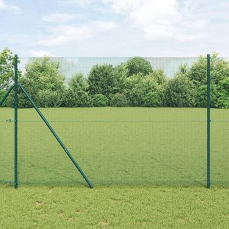Berkfield Home Welded Wire Fence with 13 Posts Green 1.5x25 m Steel