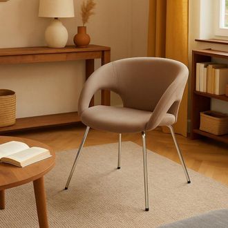 Dmora Silla De Oficina Dagudel, Silla De Espera Con Reposabrazos Para Oficina, Silla De Espera Ergon&oacute;mica, 58x59h72 Cm, Marr&oacute;n - Dmora