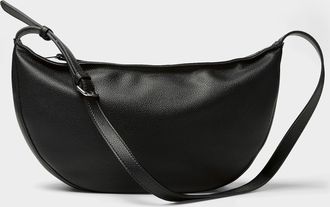 Simons Womens Pebbled faux-leather half-moon bag