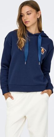 Only Kapuzensweatshirt ONLY ONLRICKY L/S HOOD BOX SWT, Damen, Gr. XL, naval academy print:love, naval academy sateen strings, Sweatware, Obermaterial: 50% 
