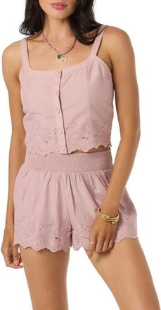 O'Neill Annalee Eyelet Crop Cotton Top in Orchid at Nordstrom, Size Xx-Large