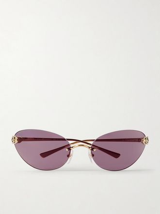 Cartier Occhiali Da Sole In Metallo Dorato Con Montatura Cat-eye A Giorno Panth&egrave;re De Cartier - Oro