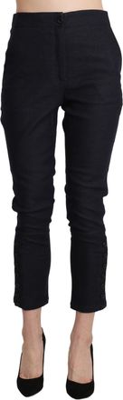 Ermanno Scervino Black High Waist Capri Cropped Cotton Womens Pants
