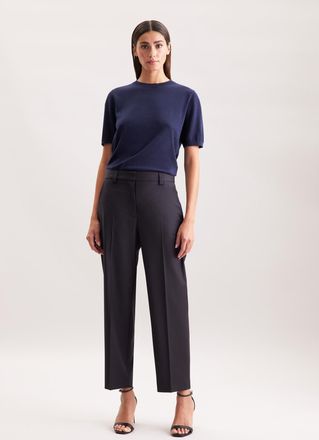 Seidensticker Chinohose SEIDENSTICKER, Damen, Gr. 42, Normalgr&ouml;ssen, navy, 52% Wolle, 44% Polyester, 4% Elasthan, unifarben, Hosen Chinohose