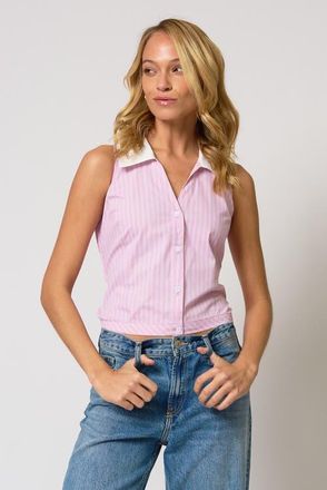 Central Park West Ora Poplin Smocked Halter in Pink at Nordstrom, Size X-Small