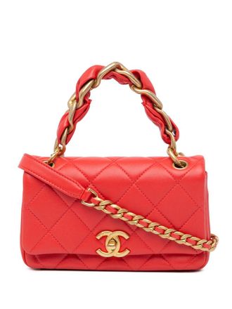 Chanel Borsa a tracolla Chain is More Flap piccola in pelle di vitello trapuntata con battente 2021 - Rosso
