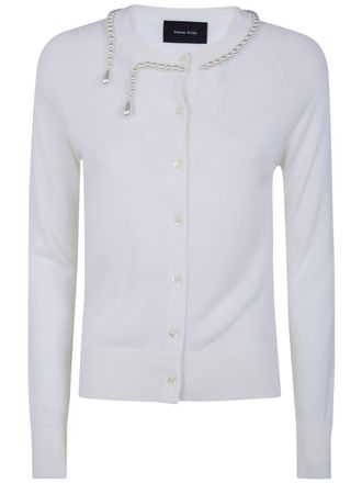 Simone Rocha Classic Merino Silk Cardigan With Embroidered