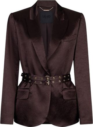 Liu Jo Crinkled Satin Belted Blazer Jacket