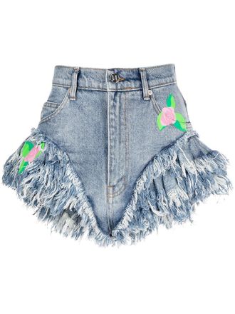 Natasha Zinko Shorts denim con stampa - Blu