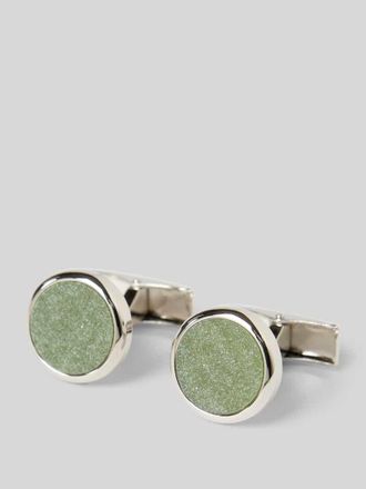 Lindenmann Manschettenknöpfe mit Einfassung in Mint, Größe 1