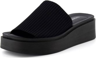 Cushionaire Womens Pim Wedge Chunky Sandal In Black Weave