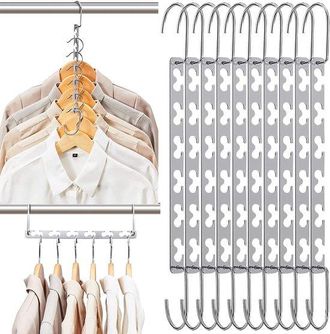 No Brand Perchas Que Ahorran Espacio - Perchas Para Ropa Que Ahorran Espacio - Construcci&oacute;n Robusta De Metal - 10 Piezas - Para Pantalones Y Chaquetas - Ideal 