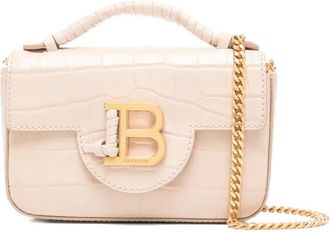Balmain Borsa mini B-Buzz 17 con effetto coccodrillo - Toni neutri