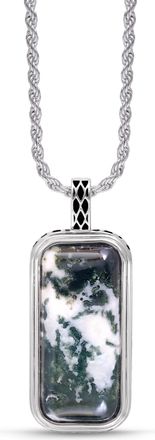 LuvMyJewelry Tree Agate Sterling Silver Men Tag Necklace