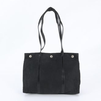 Prada Black Leather Nylon Shoulder Bag Tote Bag (Pre-Owned)