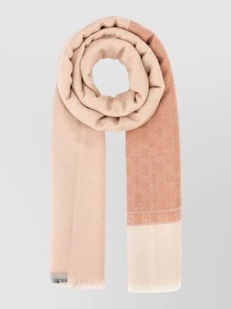 Gucci cashmere blend scarf two tone fringed