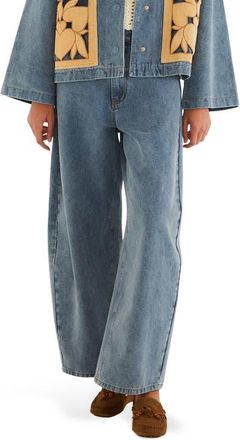 Farm Rio Richelieu Wide Leg Jeans in Denim at Nordstrom, Size 31