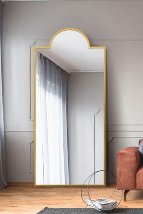 MirrorOutlet Gold Modern Wall & Leaner Mirror 75 X 33 (190 x 85CM) | Size: 1 Pack