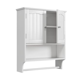 STILVORA Armario De Ba&ntilde;o De Pared Con 1 Puerta, 1 Estante Abierto Y 2 Estantes Ajustables, Toallero, En Mdf, Blanco