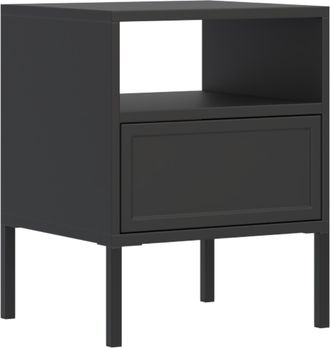 Selsey Selsey Velveto - Mesita De Noche Con Caj&oacute;n Y Hueco, Negro, 45 Cm