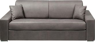 Vente-Unique Sof&aacute; cama italiano 4 plazas de tela EMIR - Gris - Cama 160 cm - Colch&oacute;n con memoria de forma 22 cm