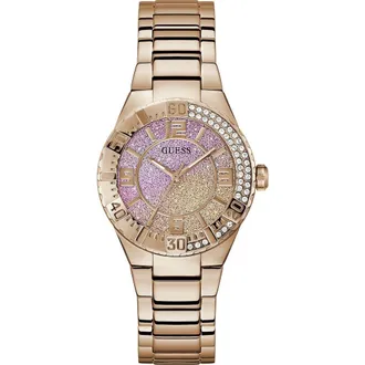Guess Sangria Pink Ombr&eacute; Bracelet Watch, 36mm in Rose Gold at Nordstrom