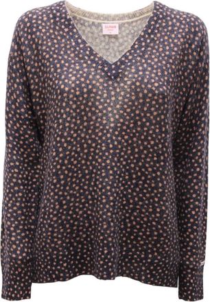 Sun 68 Truien & Vesten, Dames, Veelkleurig, S, Wol, Navy Blue Wol V-Hals Trui