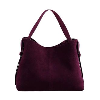 Generic Compatible For Suede Cowhide ladeis shoulder cross brown bags women coffe handbags(Angola red)