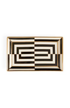 Jonathan Adler Op Art Rectangle Serving Tray in Black /White /Gold at Nordstrom, Size Small