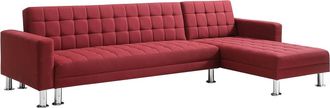 Vente-Unique Sof&aacute; cama rinconera - &Aacute;ngulo reversible -Tela - Rojo - WILLIS II