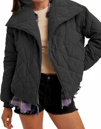 Hem & Thread Quilted Puff Jacket In Black