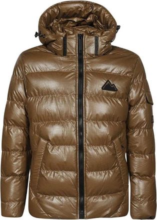 Point Zero Hooded Down Jacket - Heren - Winterjassen - Bruin - S - Leer - Jassen