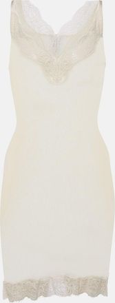 Saint Laurent Lace-trimmed silk minidress