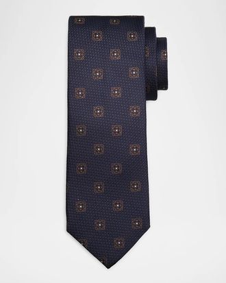 Canali Men & apos;s Medallion Jacquard Silk Tie